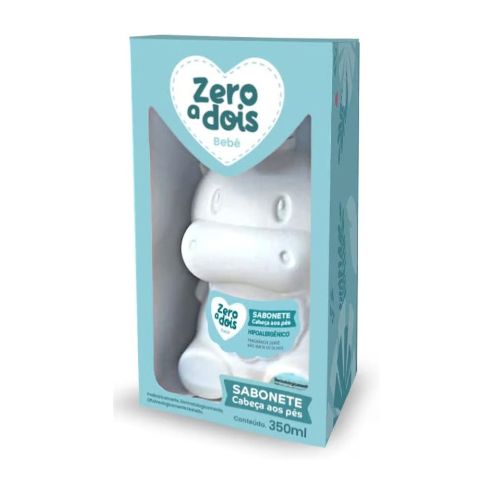 Sabonete Líquido Bebê Cabeça aos Pés Hipopótamo Suave 350ml Zero a Dois - Mom & Baby