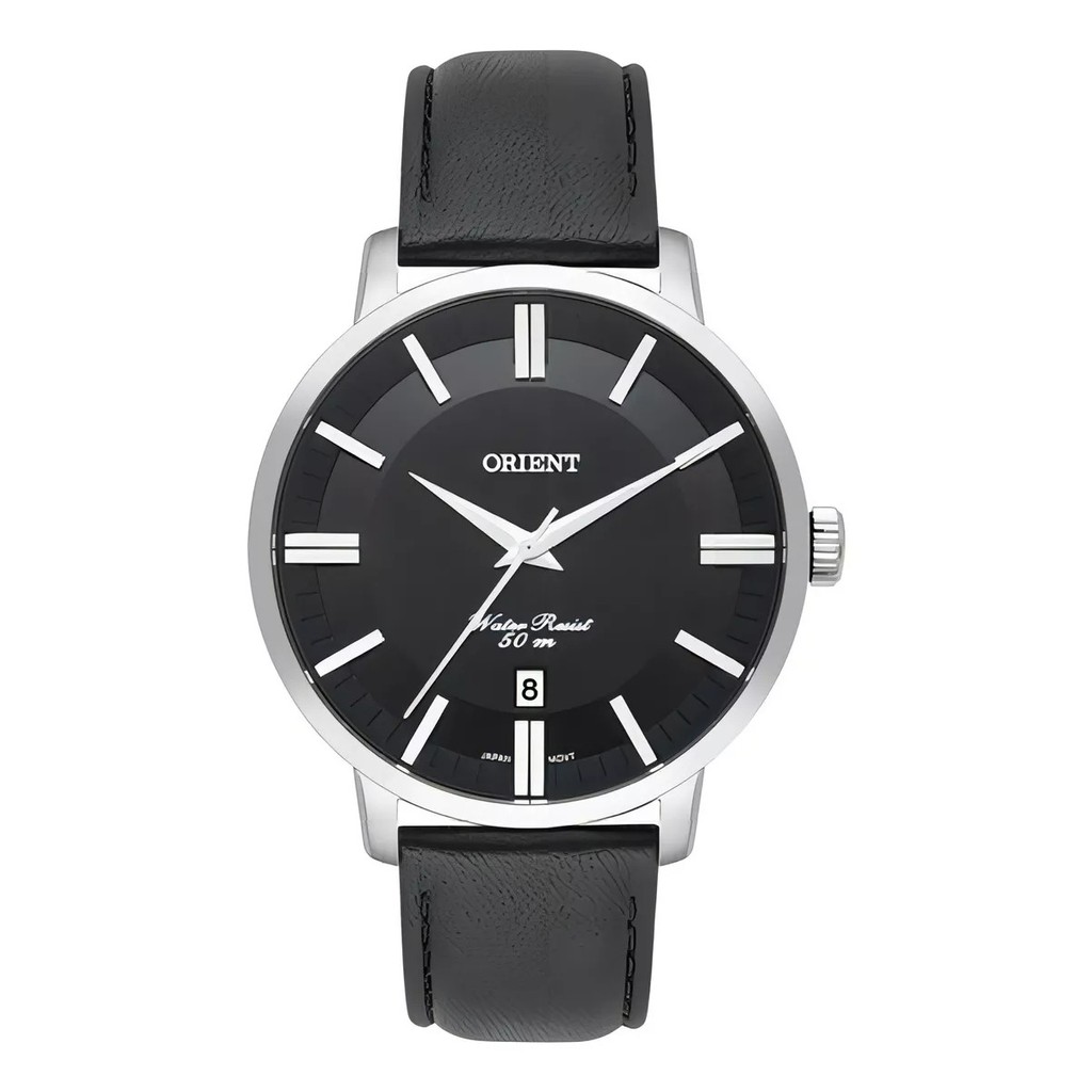 Relógio Orient Masculino Mbsc1038 P1px Prata Couro Preto