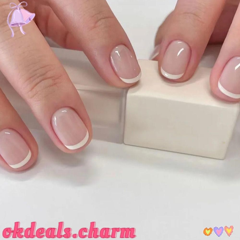 CHARM Unhas Postiças , Curtas Com Borda Branca , Pontas De Cobertura Completa Francesa Redonda Destacável Para DIY