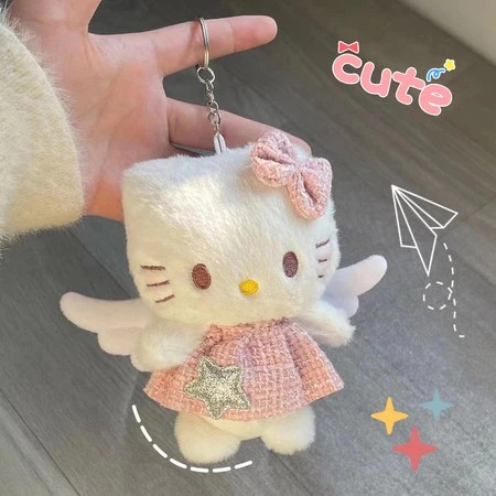 Kawaii Sanrio Olá Kitty Chaveiro De Pelúcia Amor Fivela Boneca Saco Pingente Feminino Telefone  Ornamento Presentes De N em Oferta na Shopee