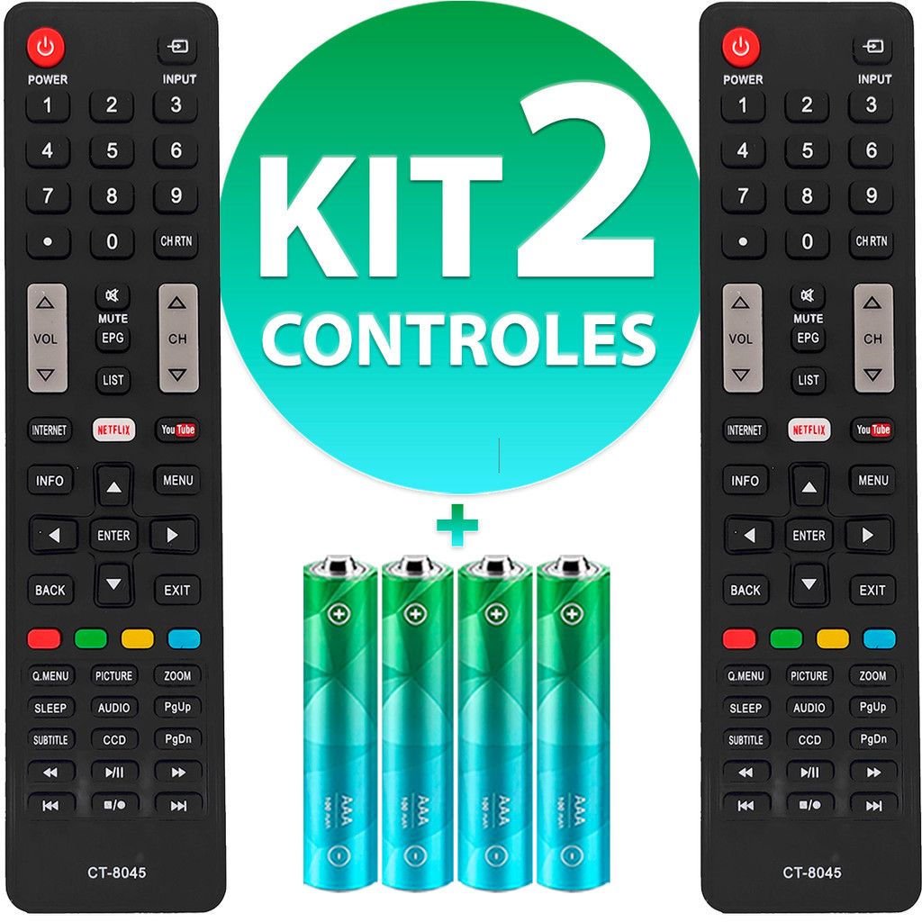 Kit Controle Remoto Compatível Tv Semp Toshiba Smart Led Ct8045