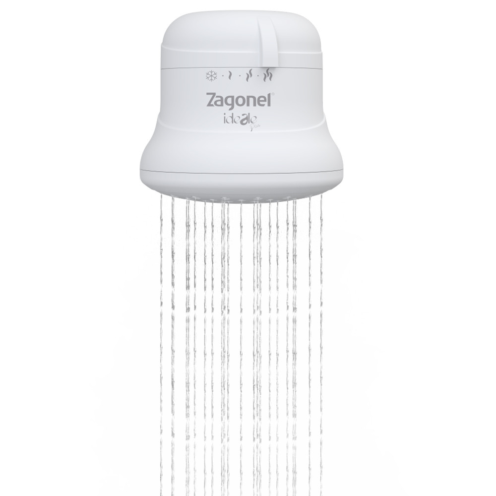 Chuveiro Ducha Ideale Plus Branco 4 Temperatura Solar Gás Elétrico Zagonel