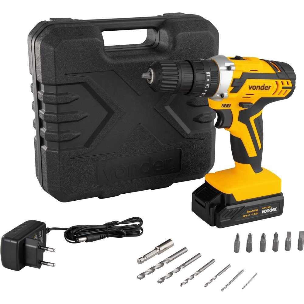 Parafusadeira Furadeira Impacto 3/8" 20V Bateria Carregador em Oferta na Shopee