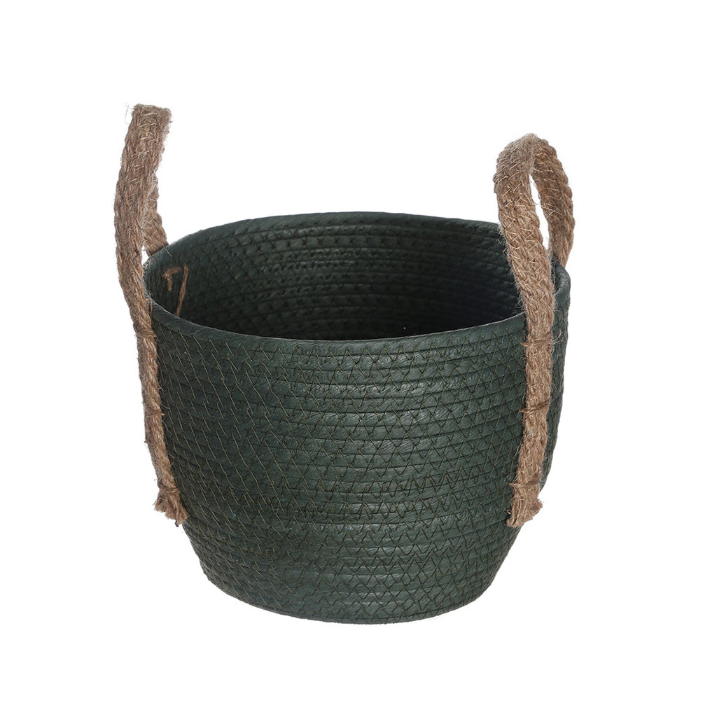 cesto organizador 24cm tramado com alças duo de corda - Oikos em Oferta na Shopee