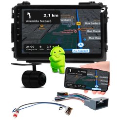 Multimidia 2 Din 9" Polegadas Android HRV 2015 a 2021 2GB + 32GB Android Auto Car Play + Câmera Ré