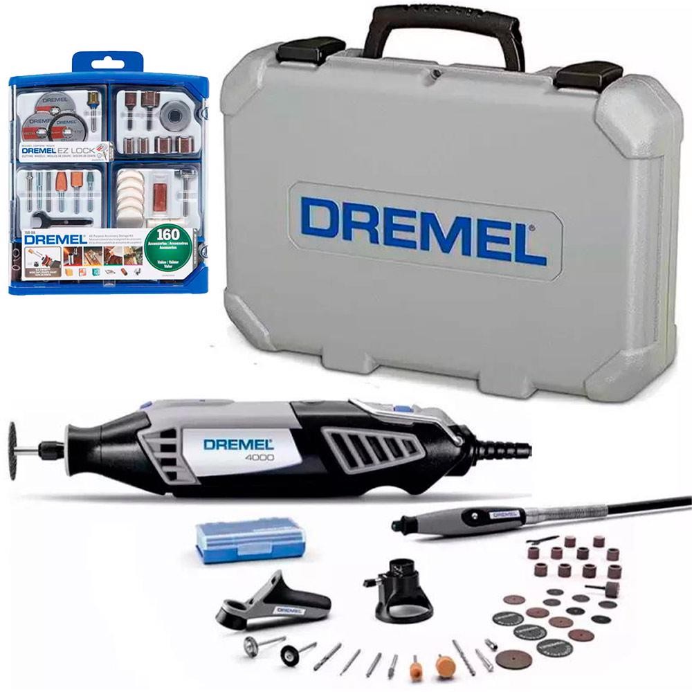 Retífica DREMEL 4000 Profissional 175W  196 Acessórios+ 3 Acoplamentos DREMEL - Home & Living