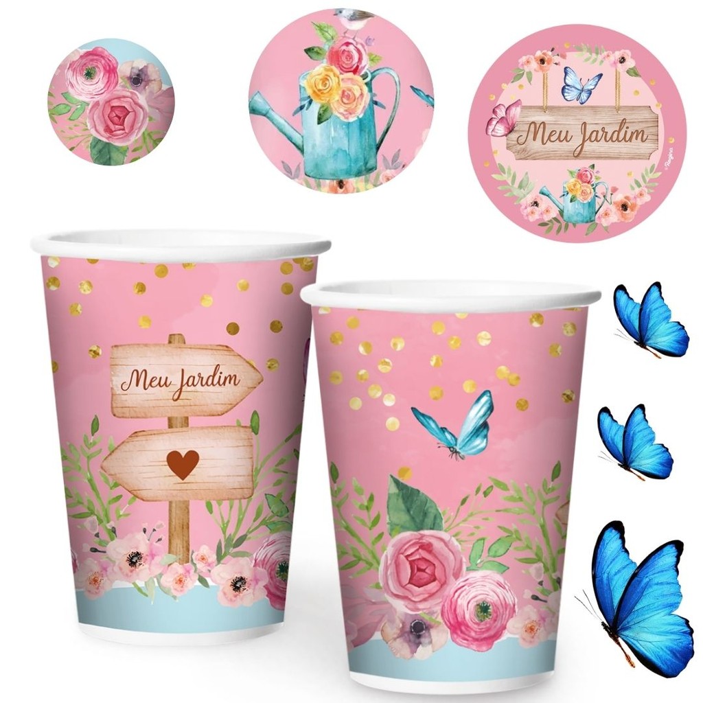8 COPO PAPEL FESTA  MEU JARDIM 180ML REGINA em Oferta na Shopee