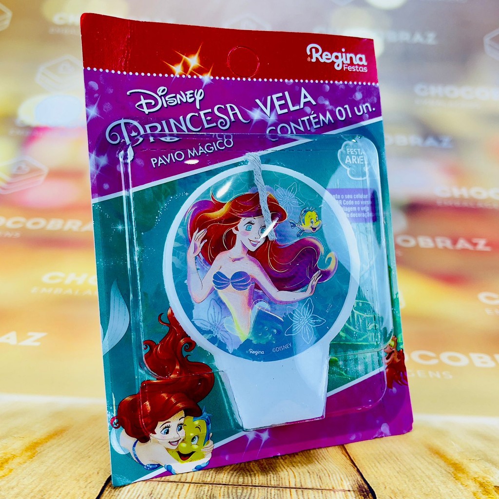 VELA  ANIVERSARIO FESTA ARIEL DISNEY REGINA em Oferta na Shopee
