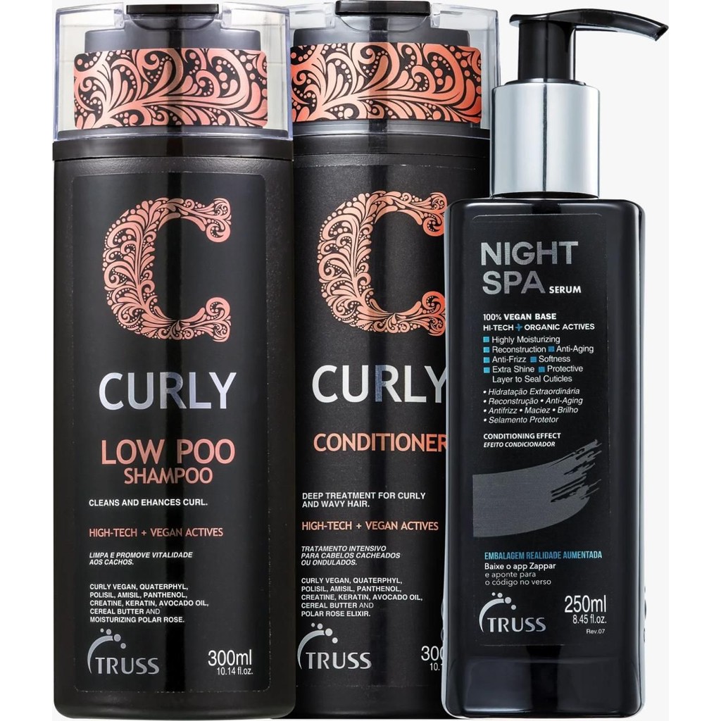 Kit Truss Curly  -  Low Poo Shampoo 300ml + Condicionador 300ml + Night SPA 250ml