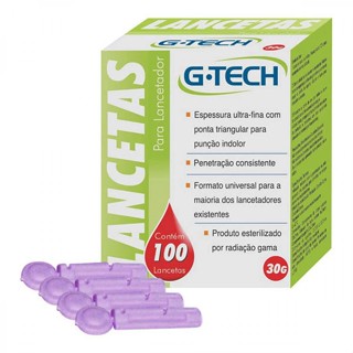 G-TECH LANCETAS 28G COM 100 UNIDADES em Oferta na Shopee