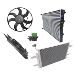 Kit Radiador+Condensador+Ventoinha+Resistência VW G5 G6 G7 G8 com Ar p/ Gol, Saveiro, Voyage, Fox, Polo
