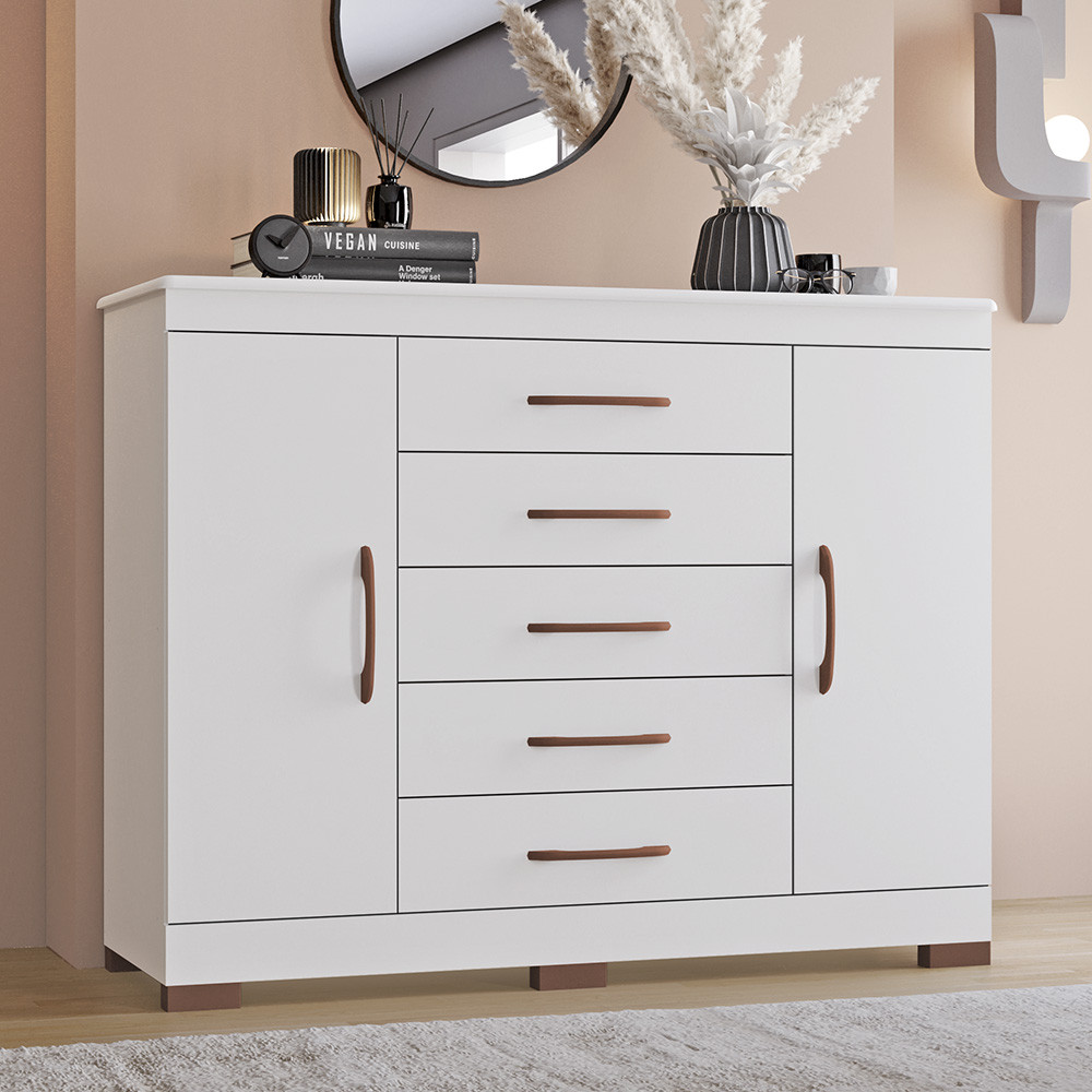 Comoda Elegance Tuboarte 5 gavetas e 2 portas 100% em MDF em Oferta na Shopee