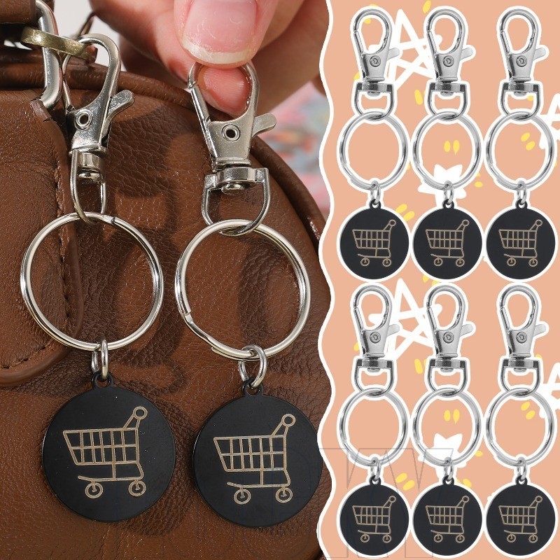 Chaveiro De Token De Carrinho De Compras De 2/6 Unidades-Chaveiros Metal Universais-Com Gancho Mosquetão-Mini Portáteis-