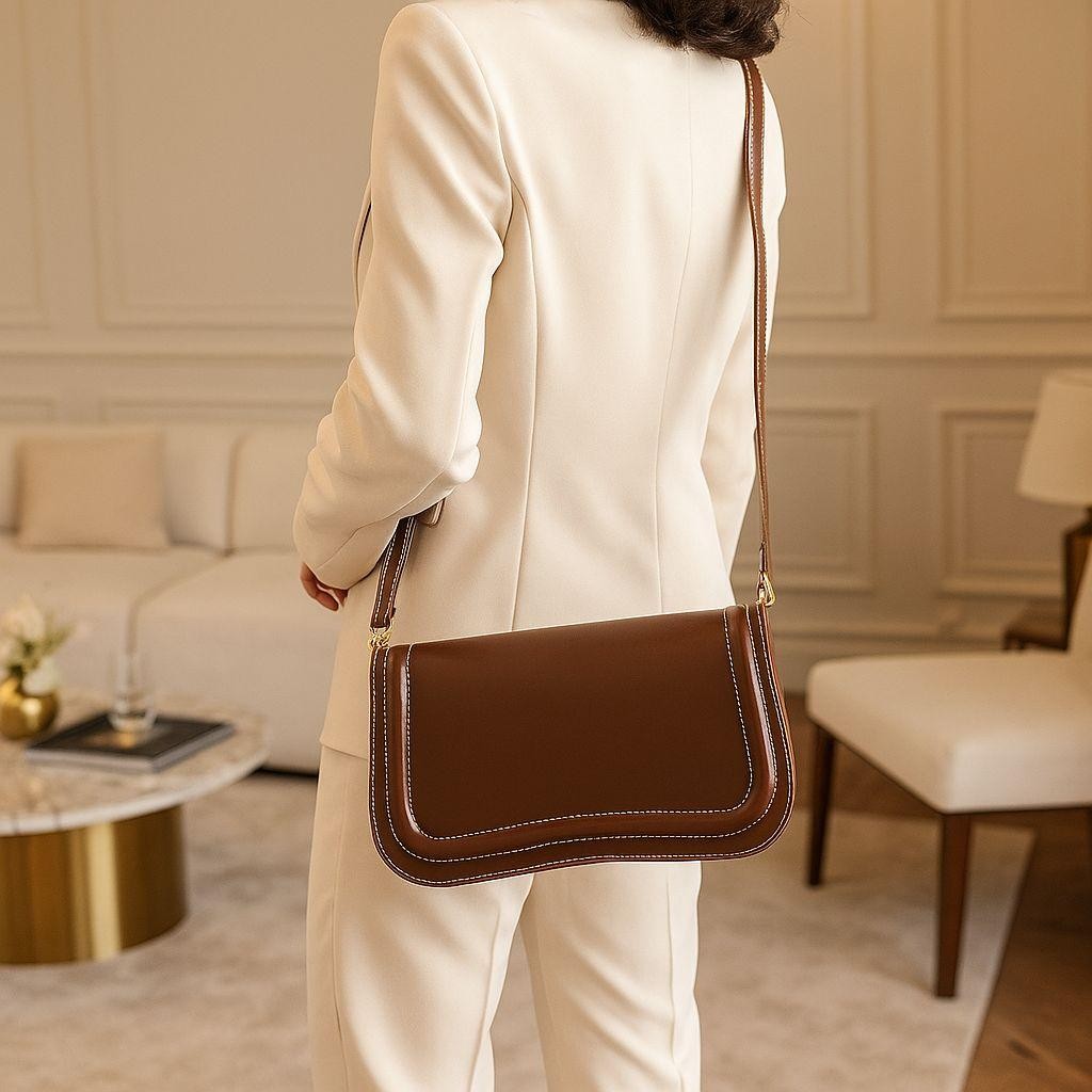 Bolsa Baguete Feminina Estilo Fashion Bolsa De Ombro Compacta e Moderna Para Looks do Dia Tendência em Oferta na Shopee