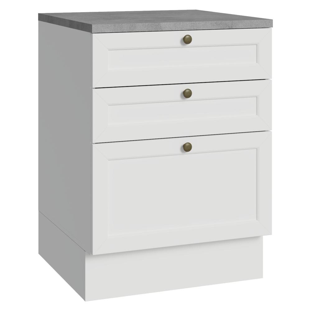 Balcão de Cozinha 60 cm 3 Gavetas Branco Vik Madesa em Oferta na Shopee