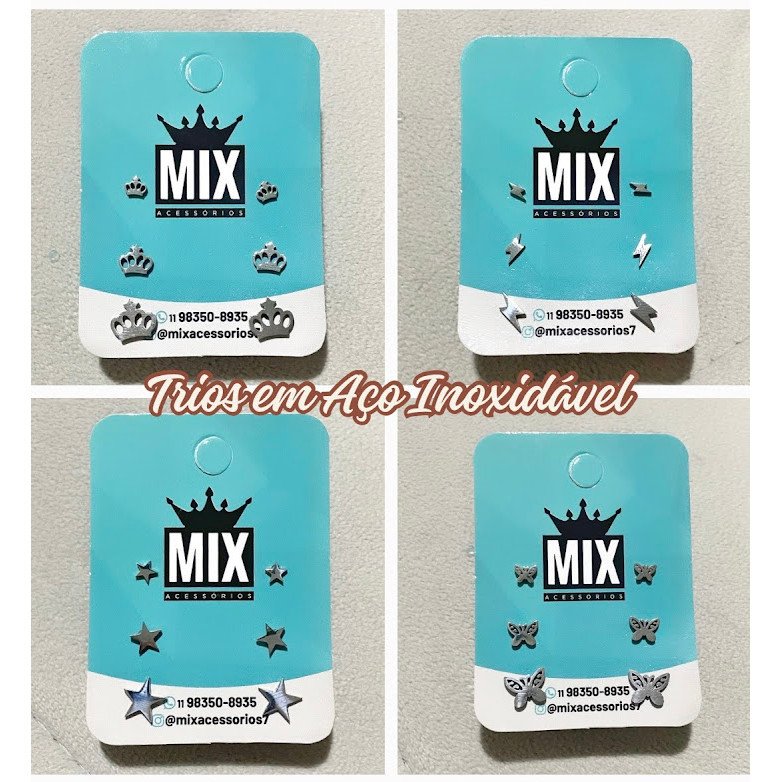 Trio de Brincos em Aço Inoxidável Lua Coração Raio em Oferta na Shopee