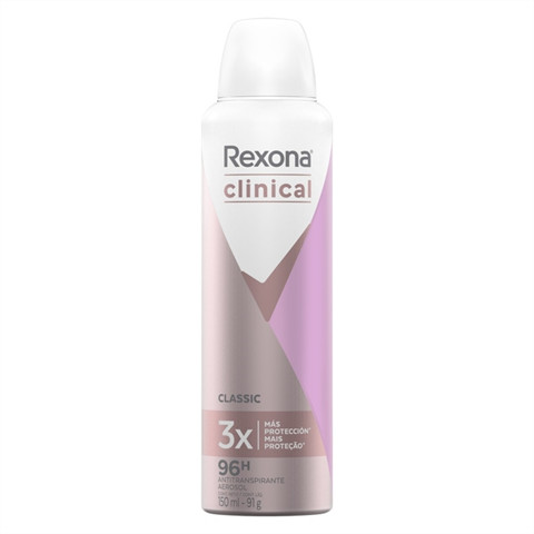 Desodorante Antitranspirante Rexona Clinical Aerossol Extra Dry 96h Com 150ml em Oferta na Shopee