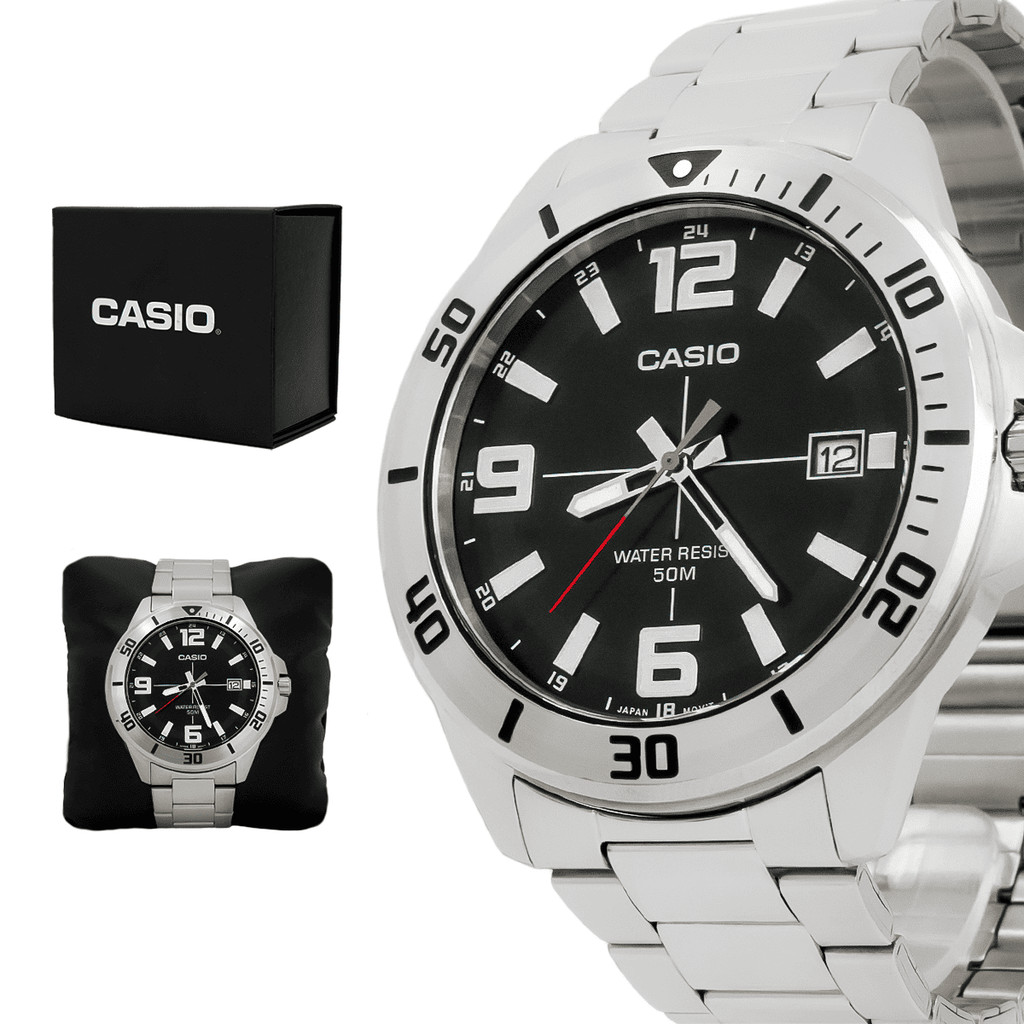 Relogio Casio Original Masculino Aço Inoxidavel Prata Resistente A Agua 1 Ano de Garantia