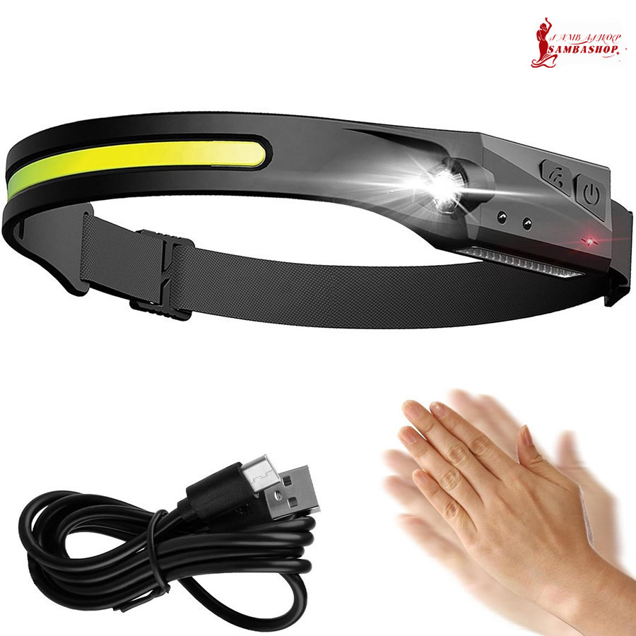 KIT 1.2.3 Lanterna de Cabeça Recarregável Led Corpo Motion Camping Torch Light Lamp Com Usb