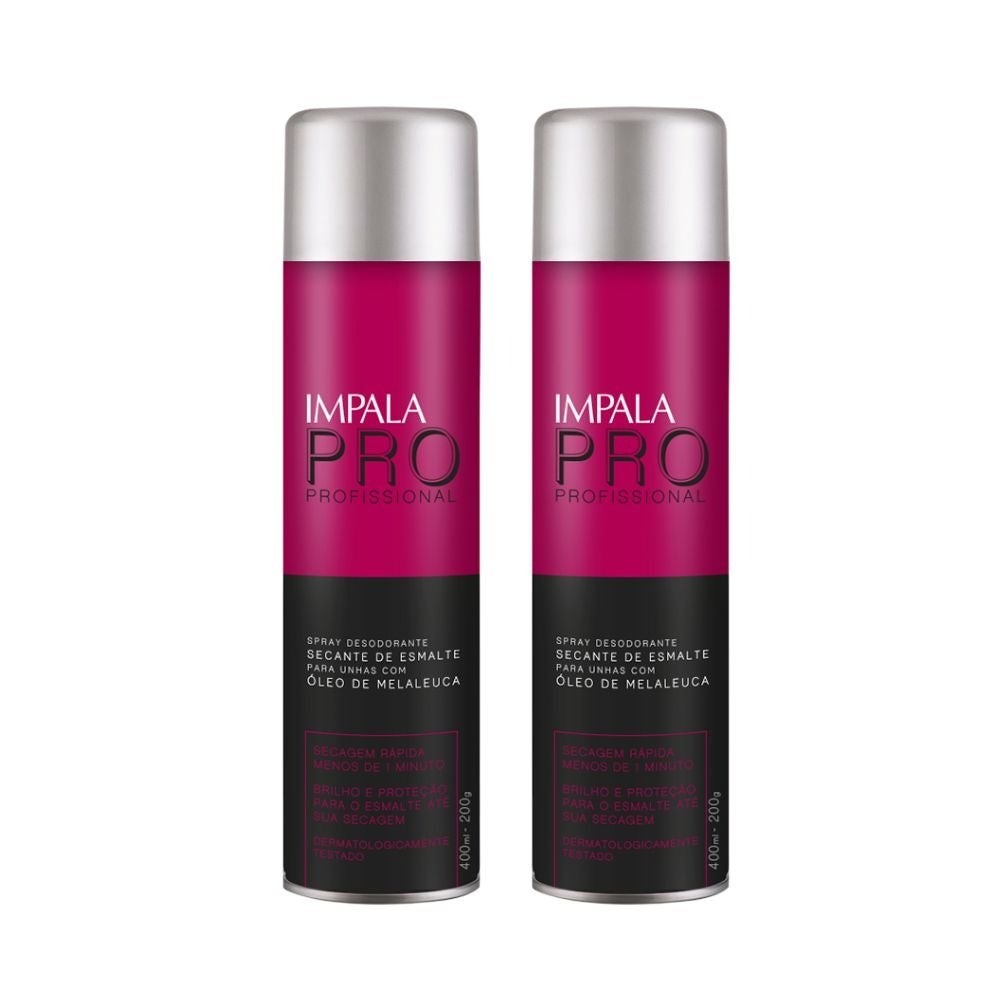 Kit Spray Secante De Esmalte Impala Melaleuca 400ml (2 Unidades)