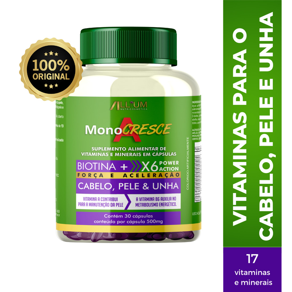 Multivitaminico Monocresce A Cabelo, Pele e Unha