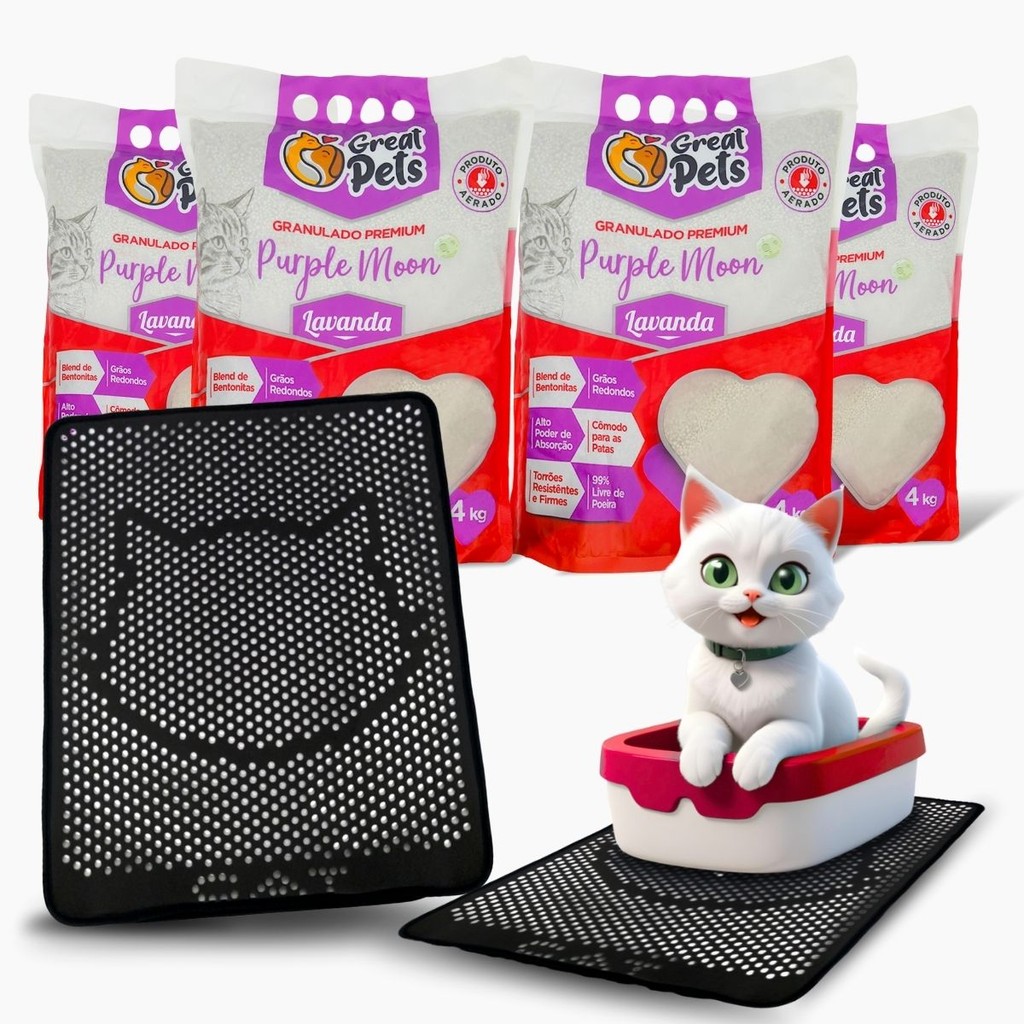 Kit 4 Areia Purple Moon 4Kg E Tapete Coletor De Areia Mypetone em Oferta na Shopee