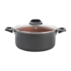 Caçarola com Tampa Topázio 22cm 3,45 L Antiaderente Pro-flon Cinza Range Brinox - 7233/361