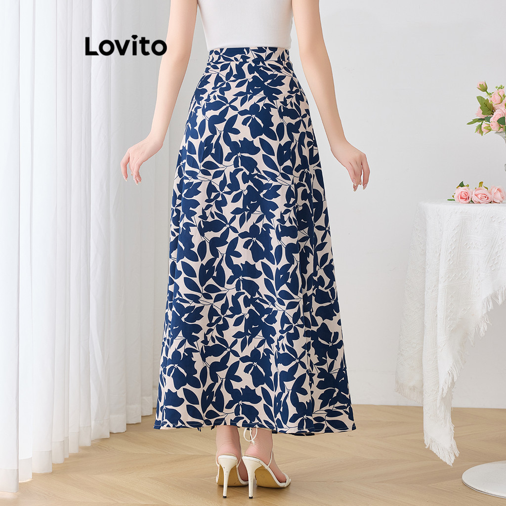 (Trendy) Lovito Saia Boho Paisley com fenda para mulheres L120ED076 em Oferta na Shopee