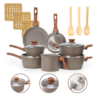 Jogo de Panelas 13 Peças Premium Indução Revestimento Cerâmico Antiaderente 4mm em Oferta na Shopee