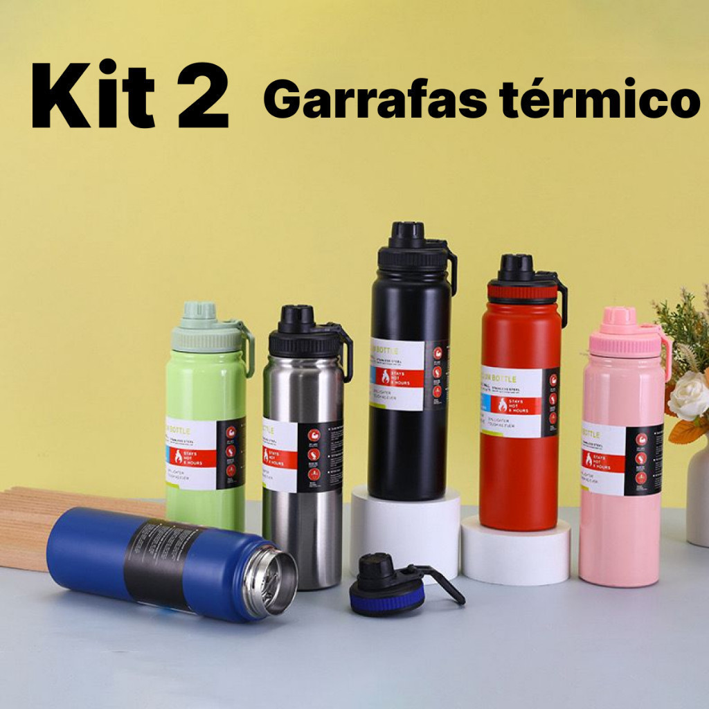 Kit 2 Garrafa Térmica 800ml garrafa espacial Quente & Frio Com Isolamento Térmico De Grande Capacidade