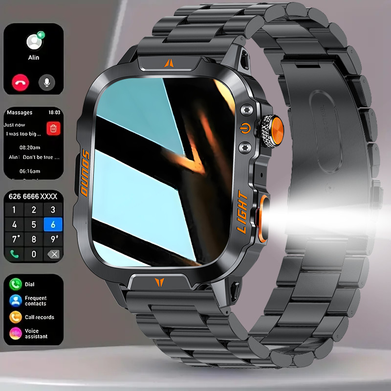 2025 Novo Smartwatch Relógio Inteligente Ao Ar Livre Masculino 1.96 Polegadassquarehdscreen 420 mAh Chamada Sem Fio Com