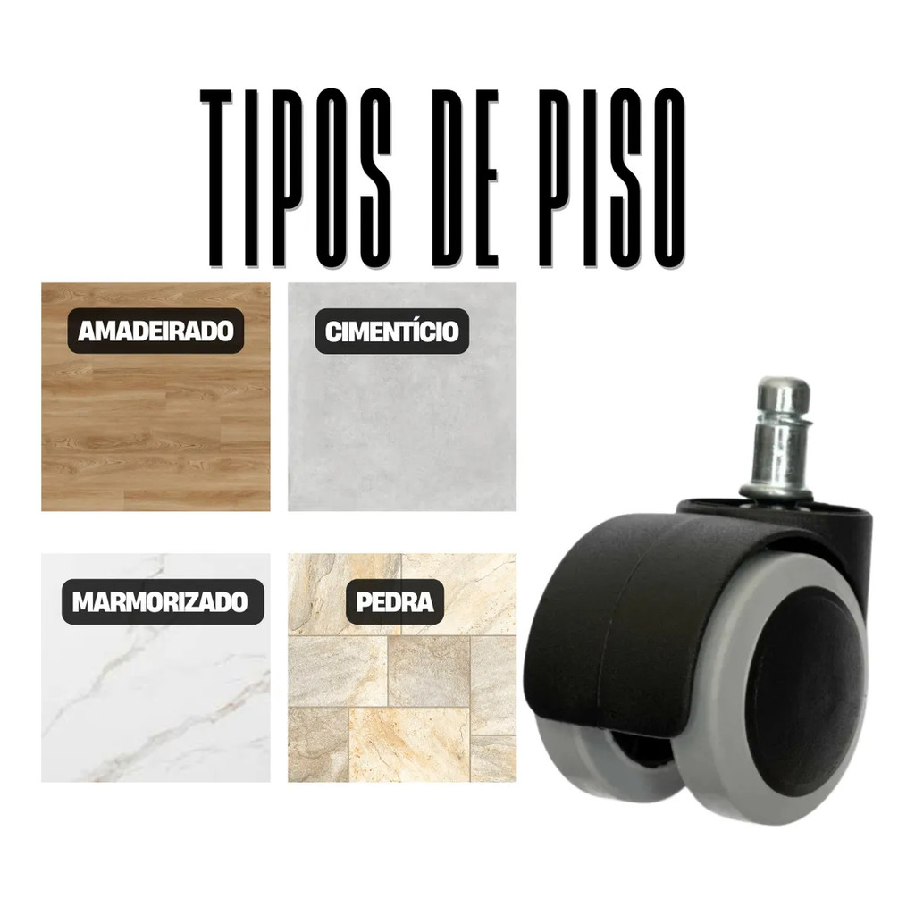 Kit 10 Rodízios Rodinhas Cadeira De Escritório Rodinha Anti-risco