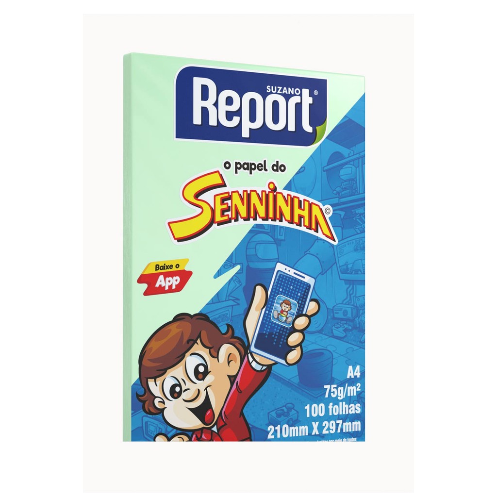 Papel Sulfite Report Seninha A4 Verde 75g com 100 Folhas - Stationery