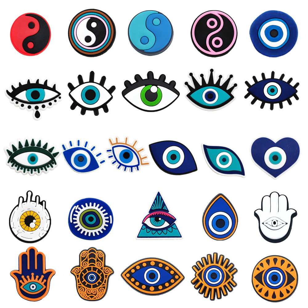 MEIDJ Encantos De Sapato 26 Decorações Padrão De Mau Olhado Acessórios De PVC Com Botão