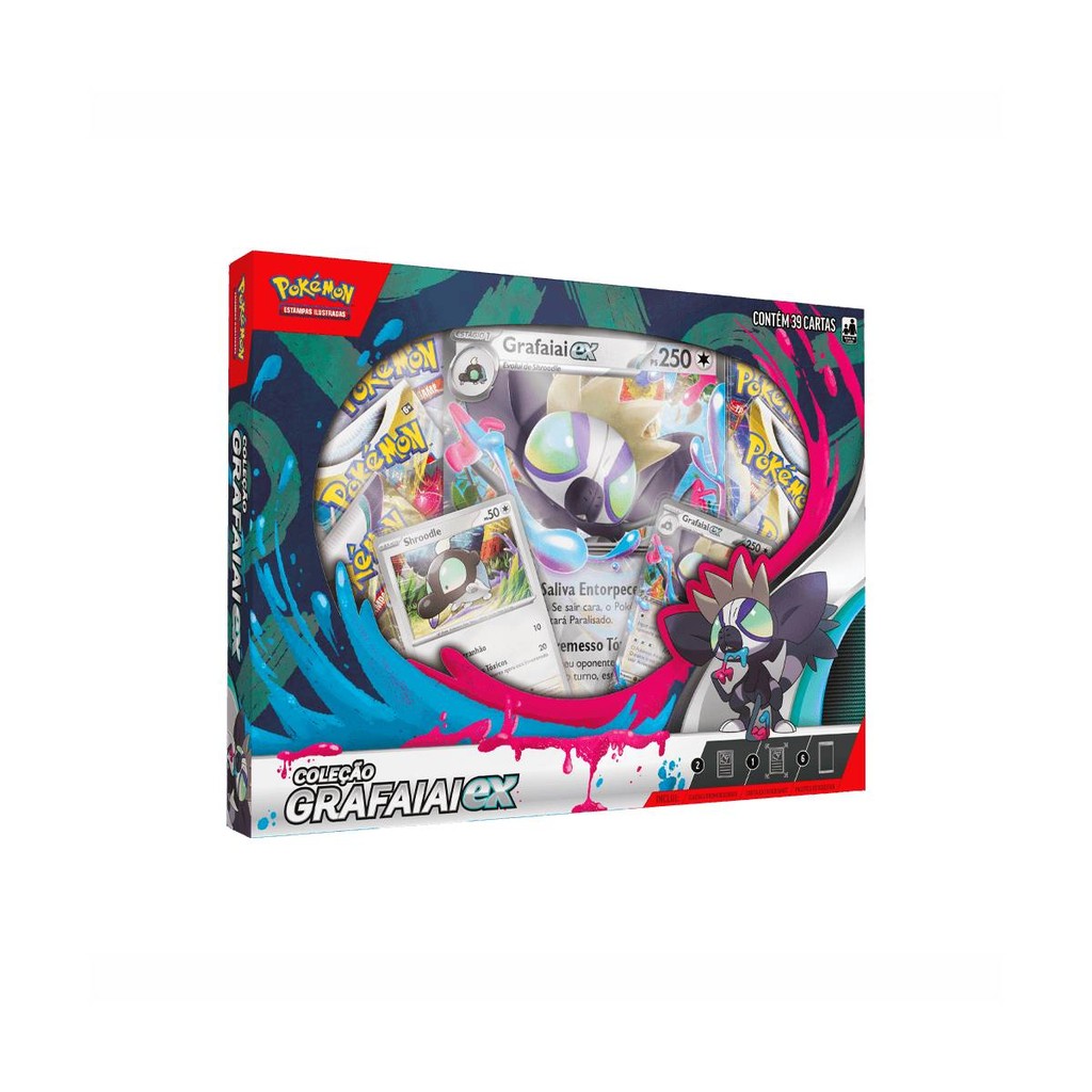 Cartas Pokémon Box Deck Cards Coleção Grafaiai ex - Copag em Oferta na Shopee
