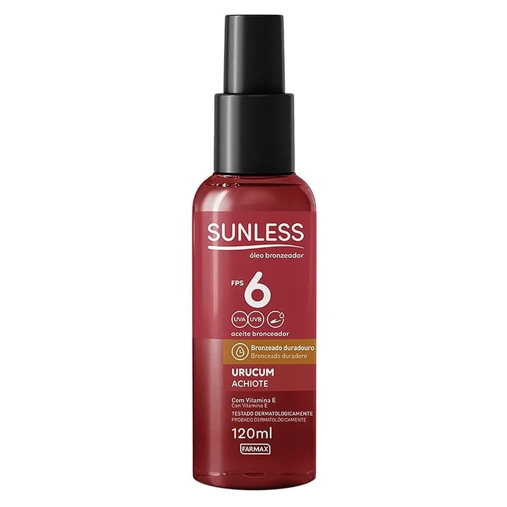 Óleo Bronzeador Sunless Urucum FPS 6 com 120ml - Beauty