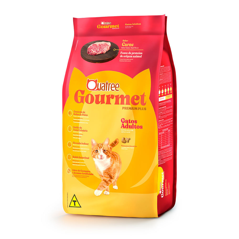 Ração para Gatos Adultos Quatree Gourmet Sabor Carne 1Kg - Pets