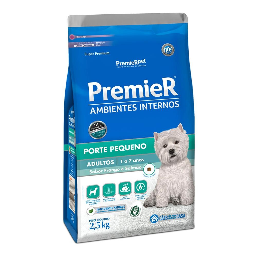Ração Seca Premier Ambientes Internos Frango E Salmão Para Cães Adultos Raças Pequenas 2.5Kg em Oferta na Shopee
