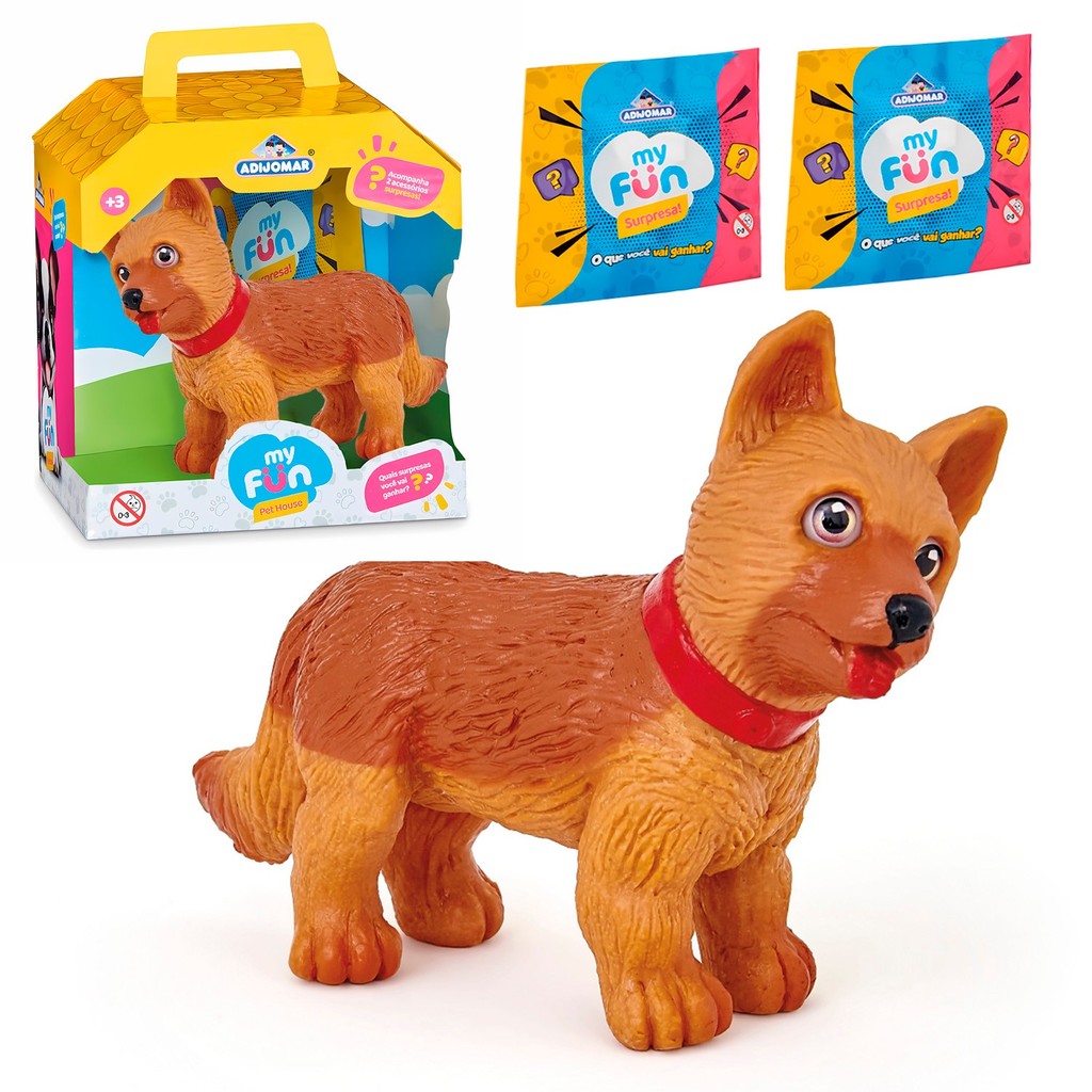 My Fun Pet House Cachorro De Brinquedo Com Coleira Vermelha Colecionável E Itens Supresa Adijomar