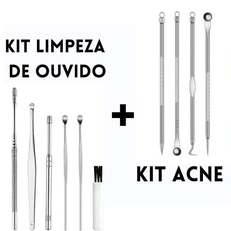 Kit limpeza de ouvido + kit limpeza de pele acne