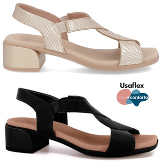 Sandália Bico Quadrado Couro Usaflex em Oferta na Shopee