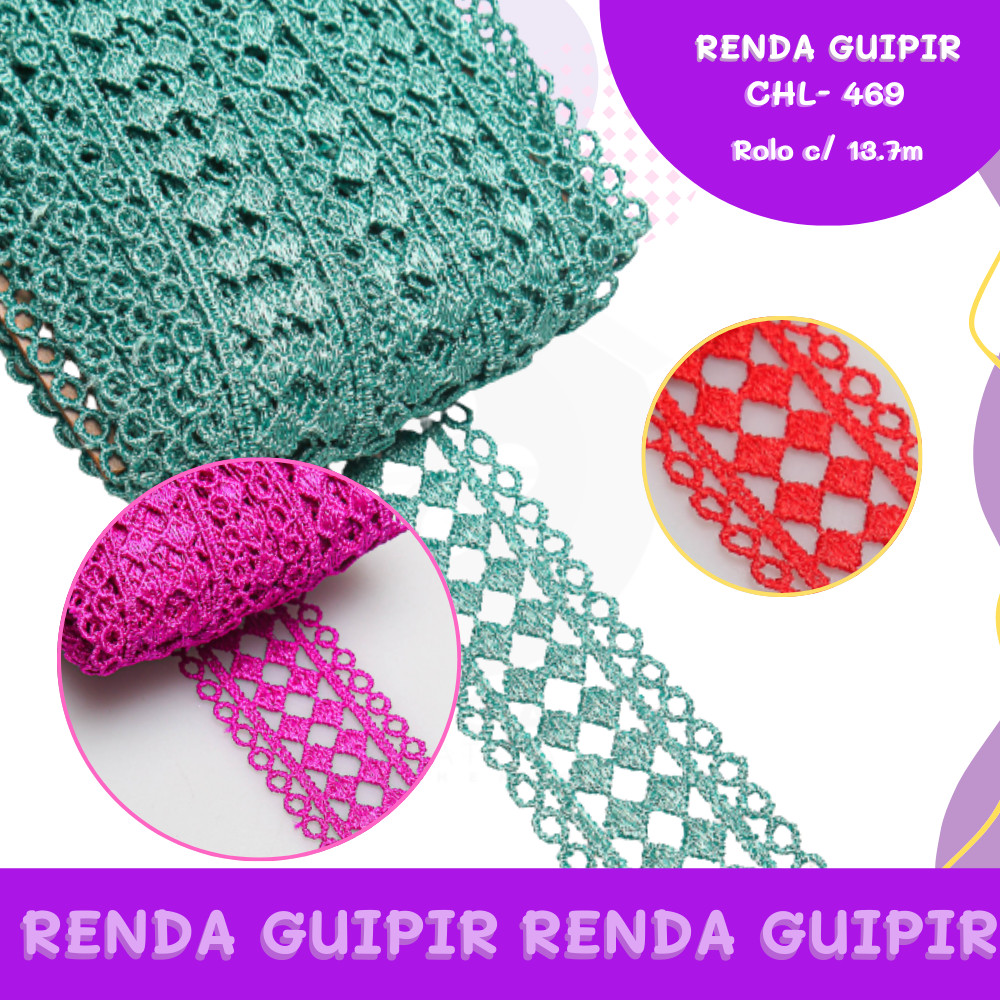 Renda Guipir CHL-469 3.5 Cm -  Rolo C/13.7 Metros