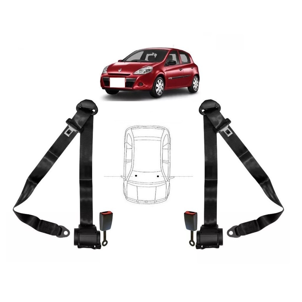 Par de Cintos de Segurança 3 pontos Clio + Par de Fechos em Oferta na Shopee