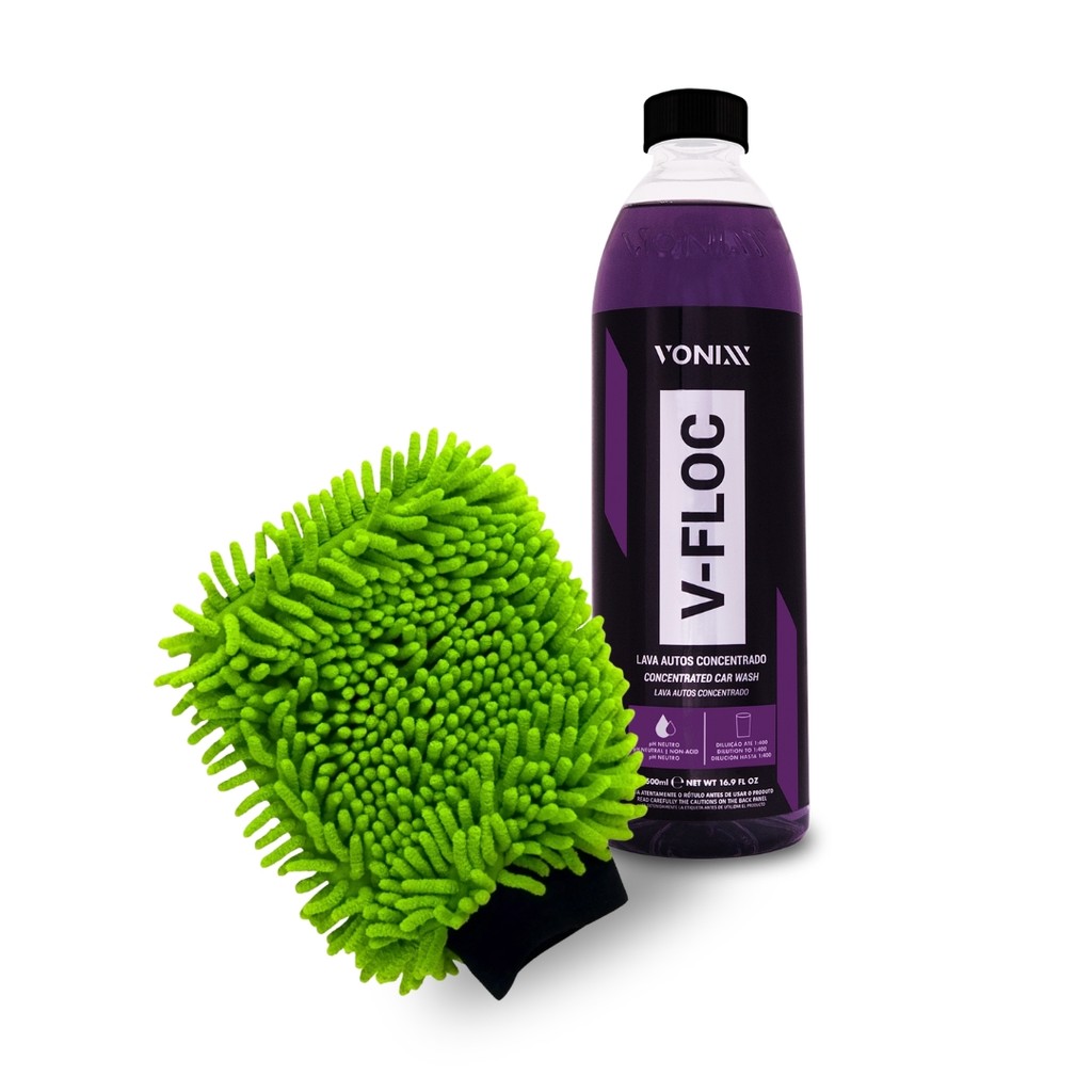 Kit Estética Lavagem Automotiva Vonixx Carro Moto Shampoo V-Floc 500ml e Luva De Microfibra em Oferta na Shopee