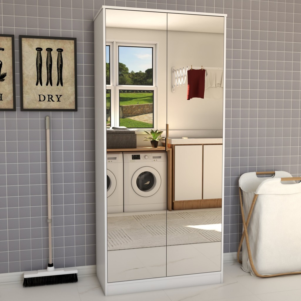 Armário Multiuso Plaza 2 Portas com Espelho 1 Gaveta