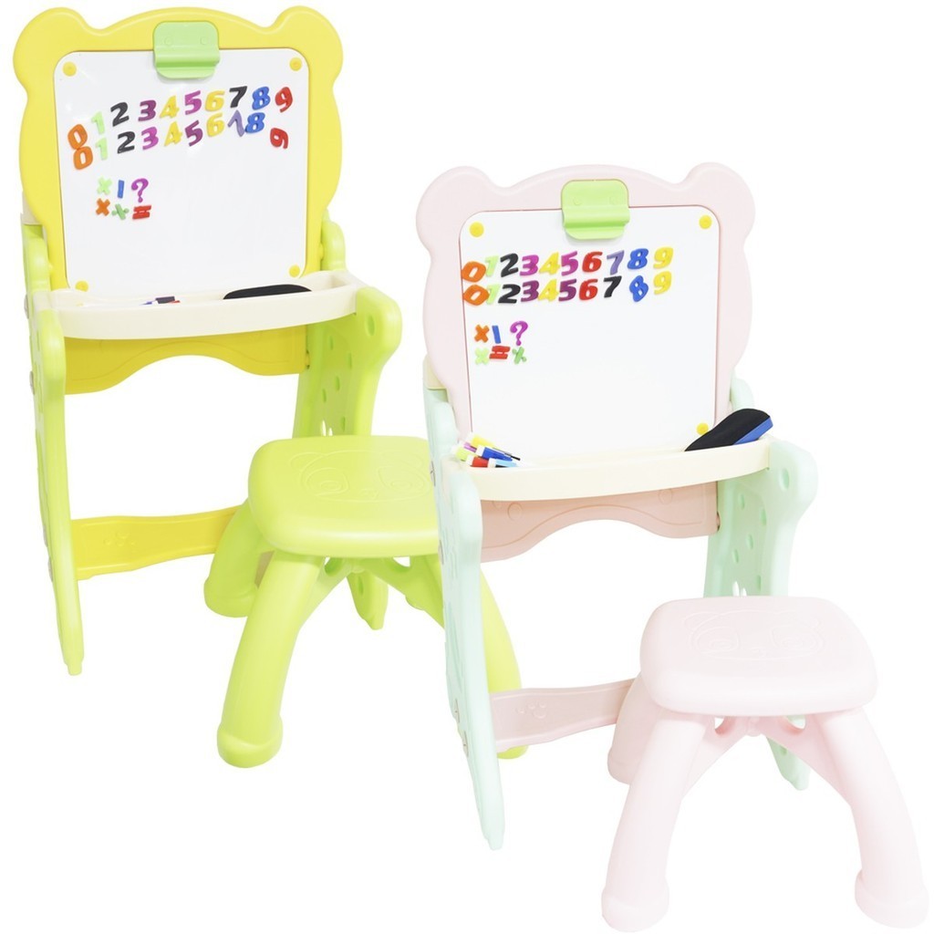 Mesa e Lousa Mágica Pintura Infantil Didática 2x1 Dobrável Plástico Cadeira Brinqway Bw-076