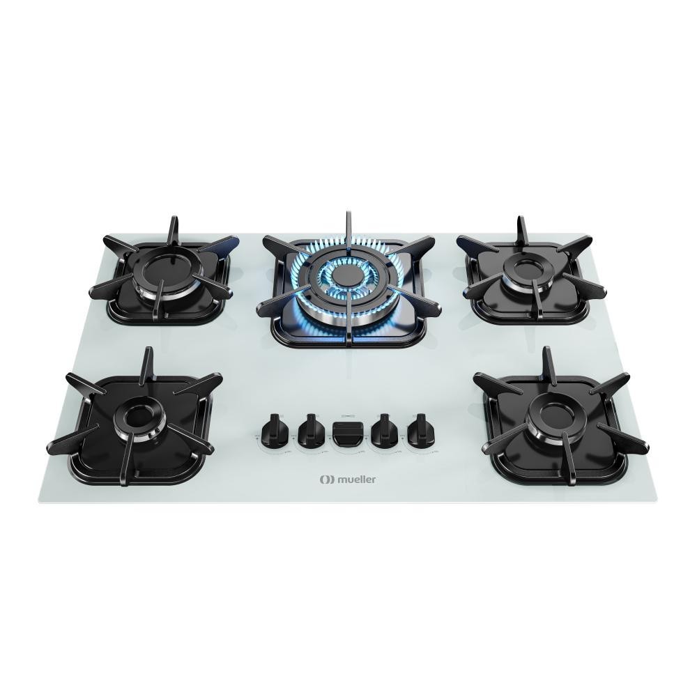 Fogão Cooktop Gás Mueller 5 Bocas Com Queimador Tripla Chama Bivolt Branco