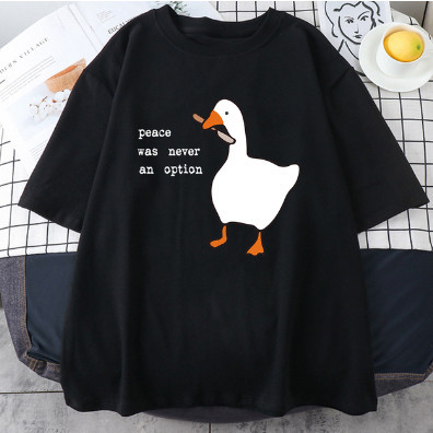 Camiseta Camisa Blusa Camiseta Pato Engraçado Frase A paz nunca foi uma opção Novo! plus size traje plus Size Roupa Bts kpop