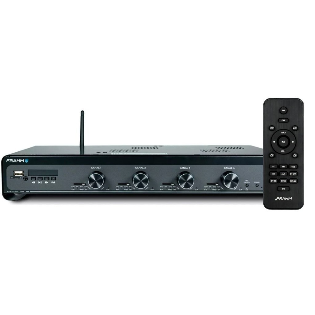 Amplificador Frahm Slim 4500 Optical G5 BT/USB/SD/AUX 480 Watts Rms 4 Canais 4 Ohms - Bivolt