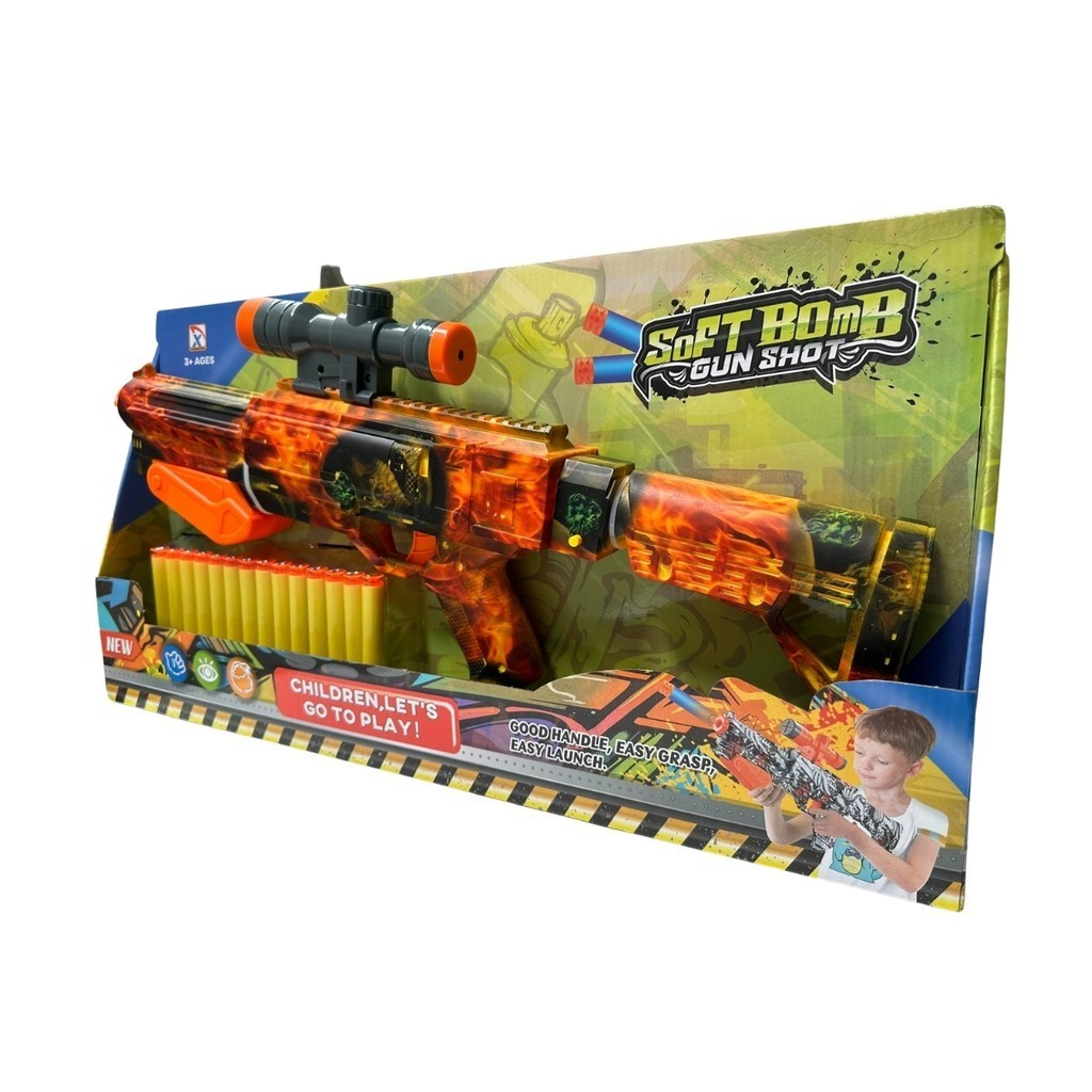 Brinquedo Lançador De Dardos Rifle Grande Com 14 Dardos